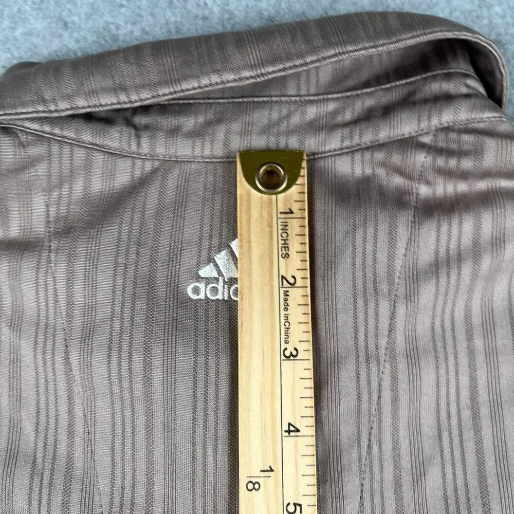 Adidas CimaCool Polo Shirt XL Brown Striped Performance Stretch Casual Mens